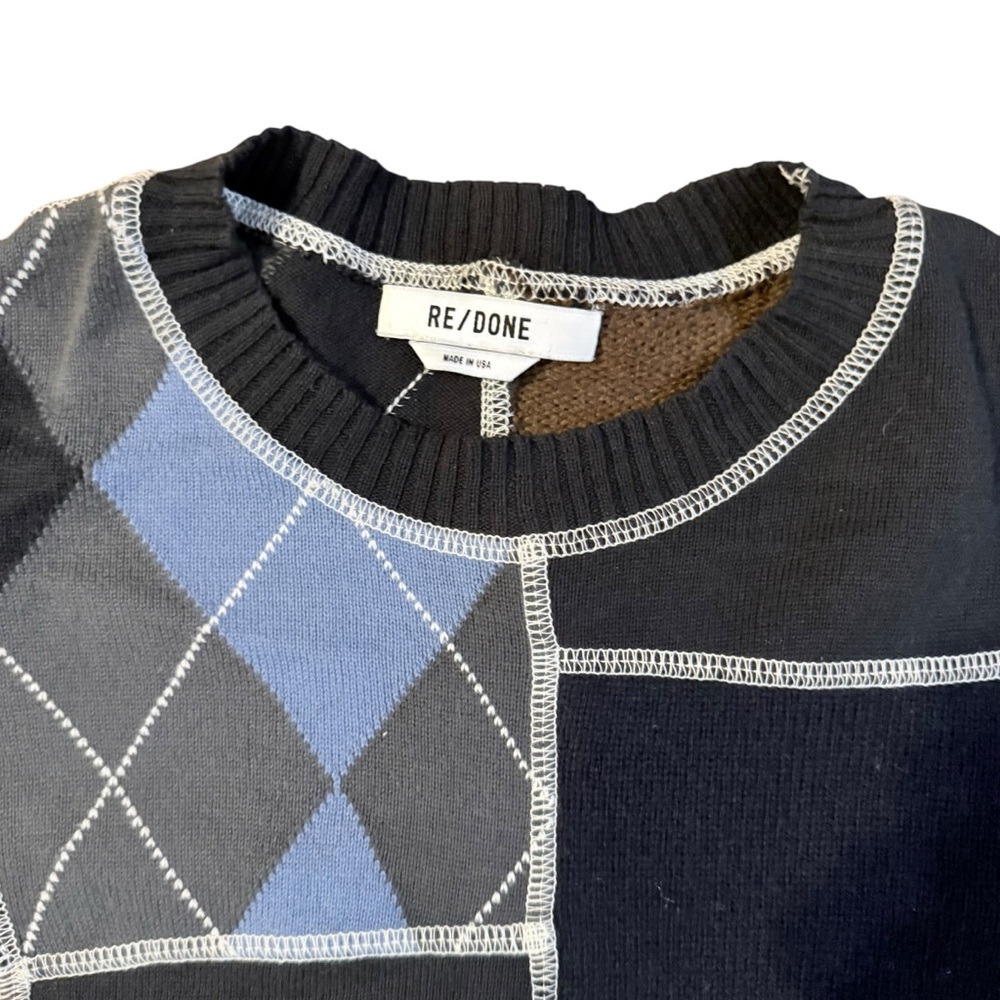 Re/Done 60s Patchwork-Effect Wool And Cotton-Blen… - image 3